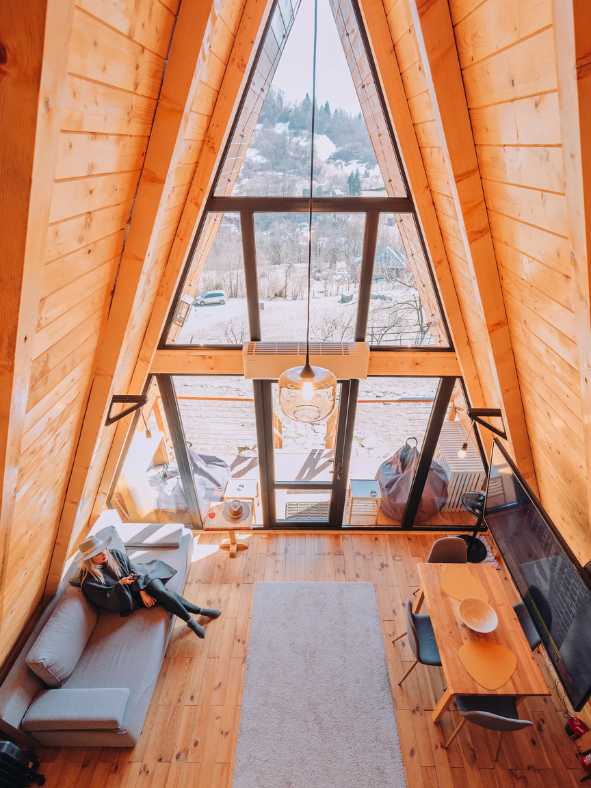 A Frame Cabin - Valea Vinului interior