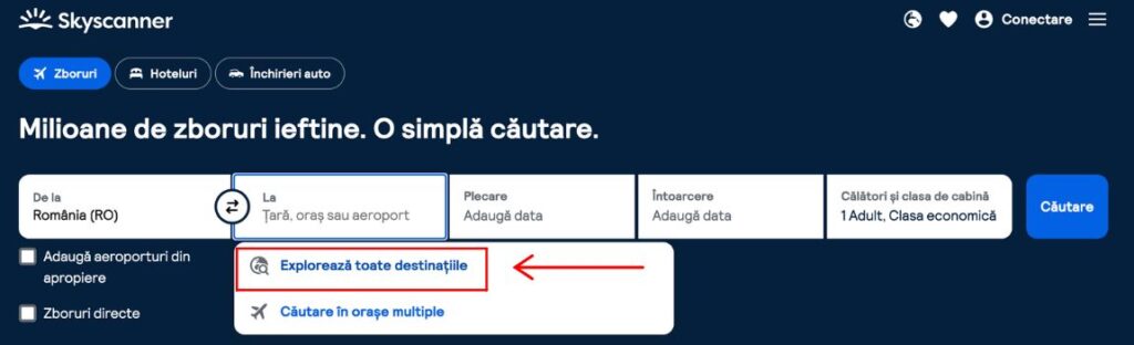 skyscanner exploreaza toate destinatiile