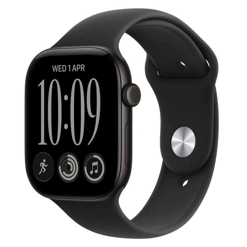 Apple Watch Series 12 de 46 mm cu carcasă neagră din aluminiu