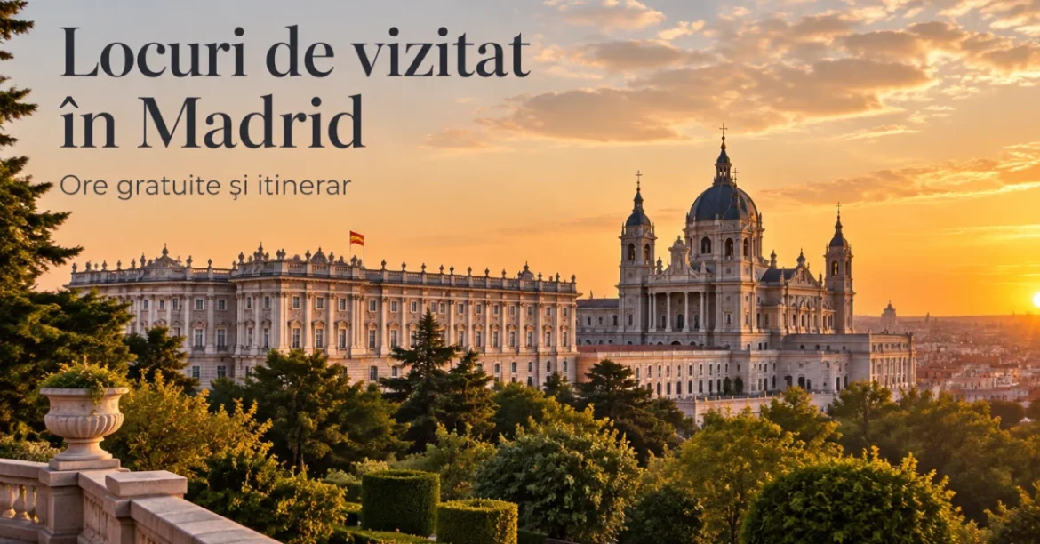 Palatul Regal și Catedrala Almudena din Madrid la apus