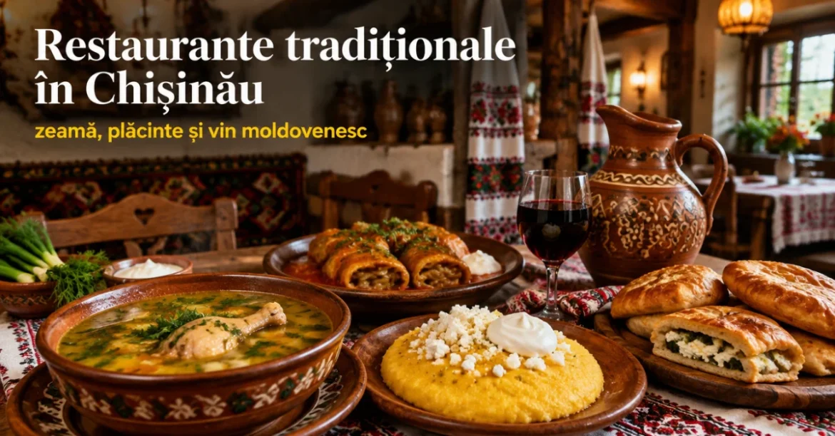 Restaurante tradiționale în Chișinău: zeamă, mămăligă, sarmale și plăcinte pe o masă moldovenească