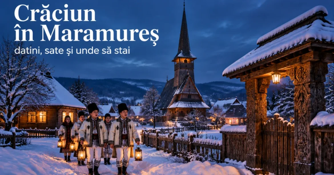 Crăciun în Maramureș, biserică de lemn și colindători în costume populare
