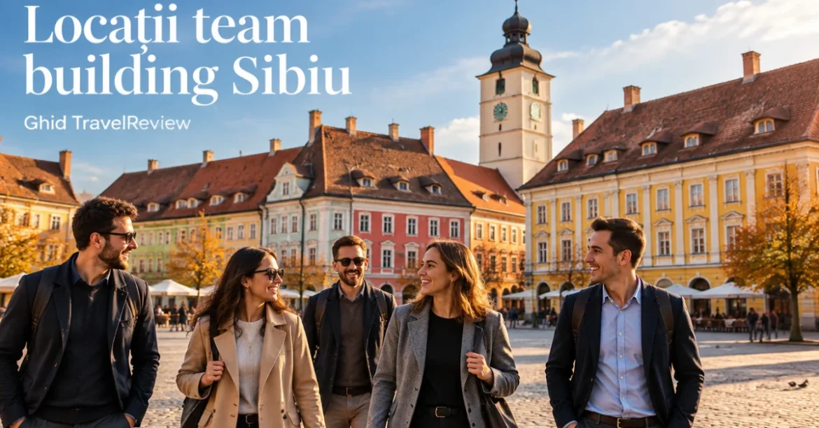 Colegi în Piața Mare din Sibiu, cu titlul Locații team building Sibiu