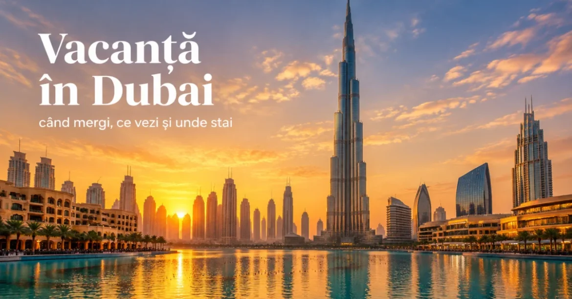 Burj Khalifa și Downtown Dubai la apus